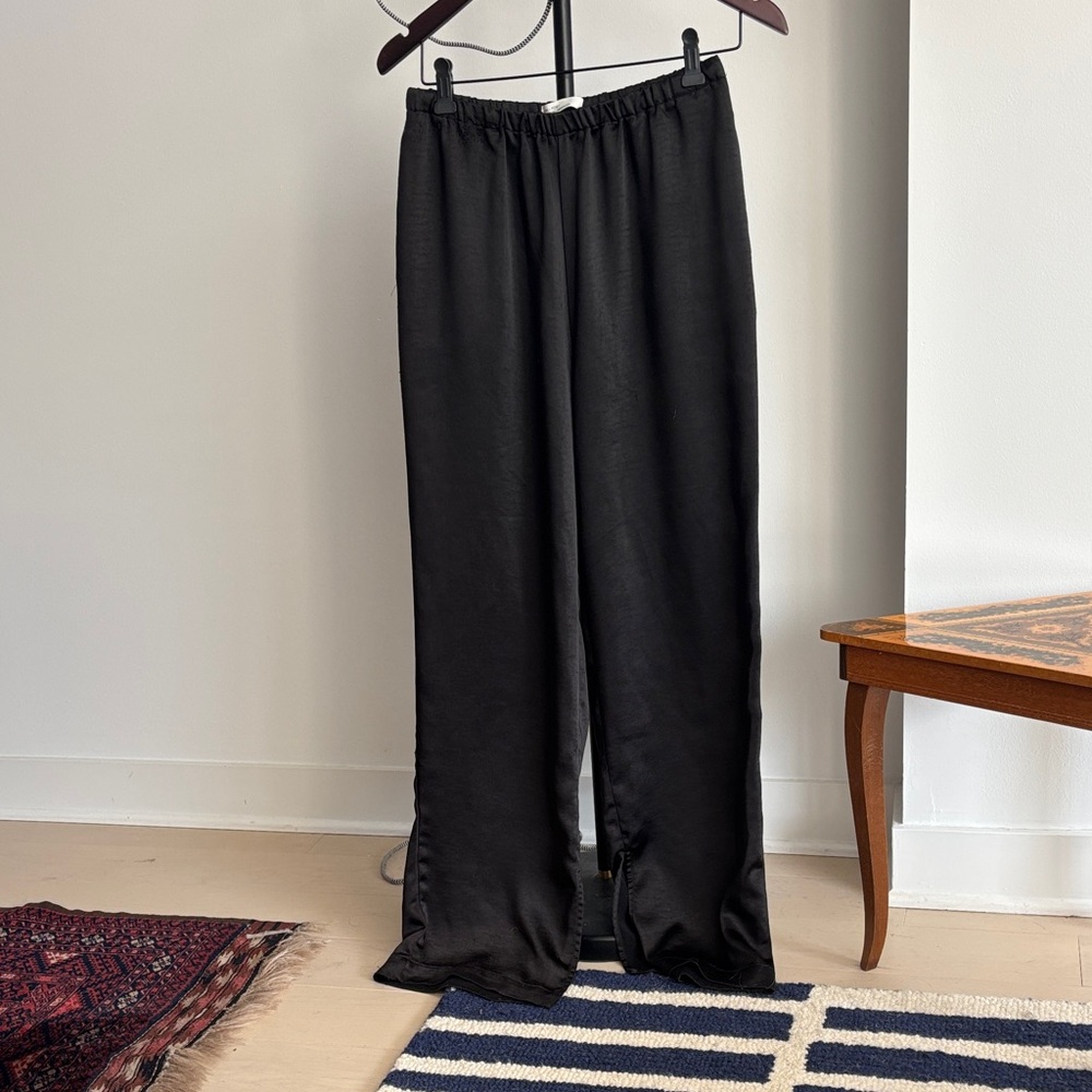 Oak and Fort Black Satin Pants